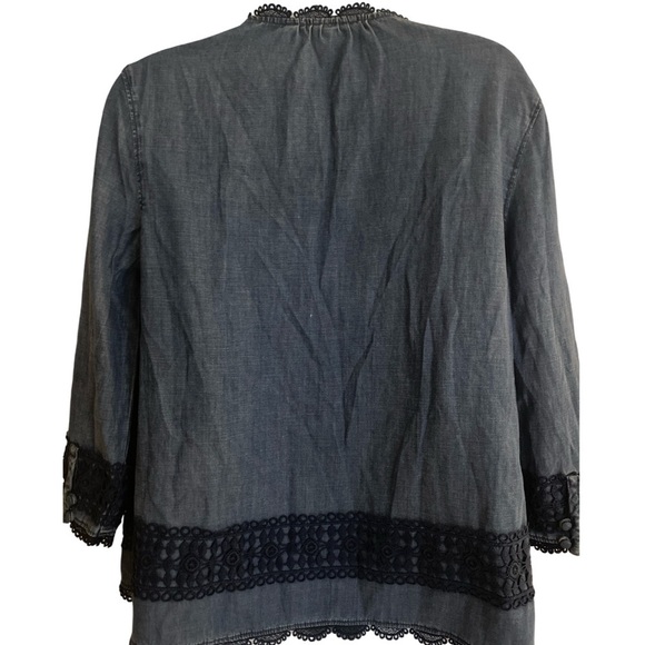 Anthropologie Holding Horses Denim Shirt - 0 denim navy. Pleated front - Picture 5 of 5
